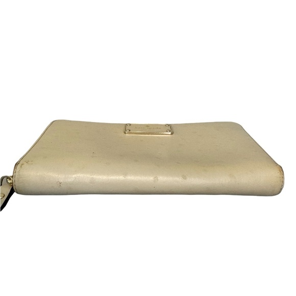 Kate Spade Taupe Grey A La Vita Ostrich Embossed Leather Designer Wallet GUC - Picture 5 of 11